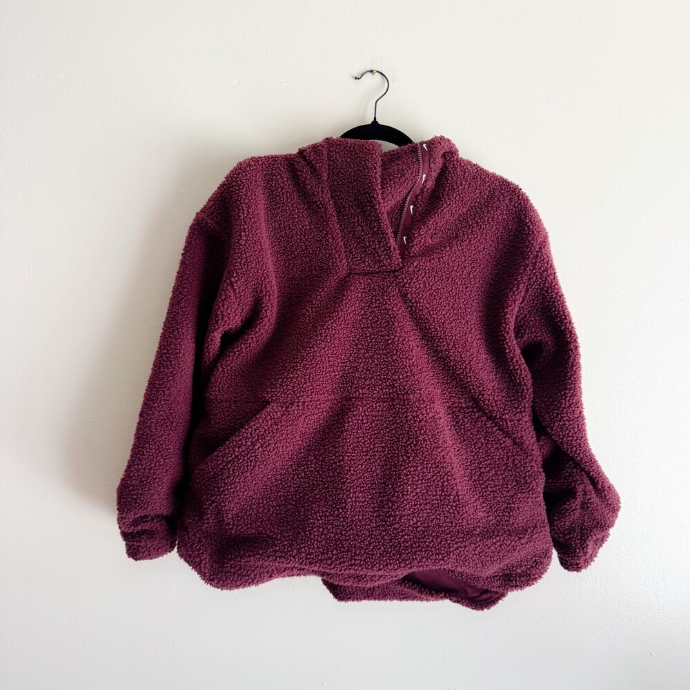 Nike Therma Fit Maroon Hooded Fleece Sherpa Pullover Sweatshirt XL Comfort